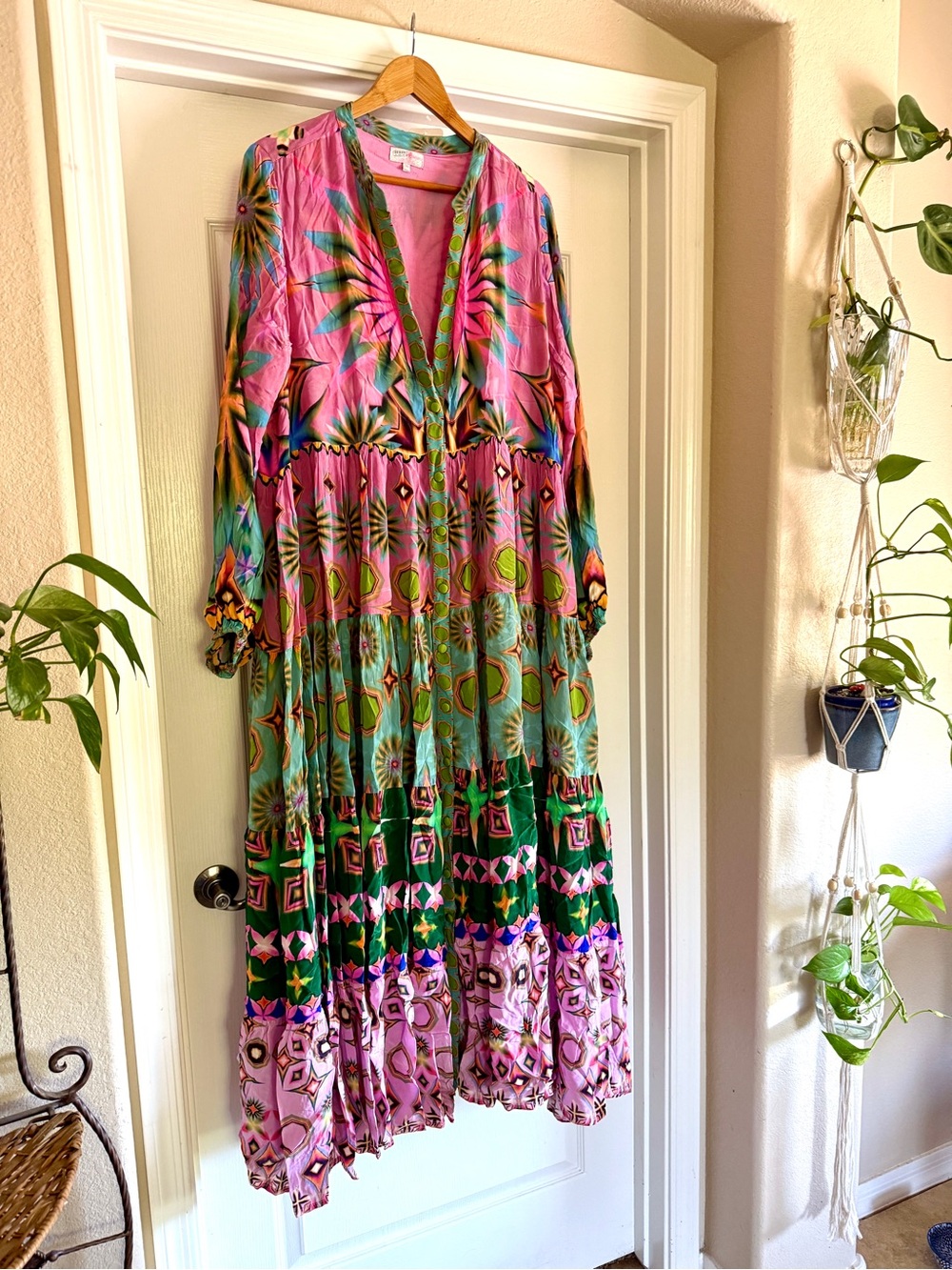Anthropologie Seventh Heaven By Saddartha Bansal Mixed Print Maxi Dress 3X - Picture 3 of 14